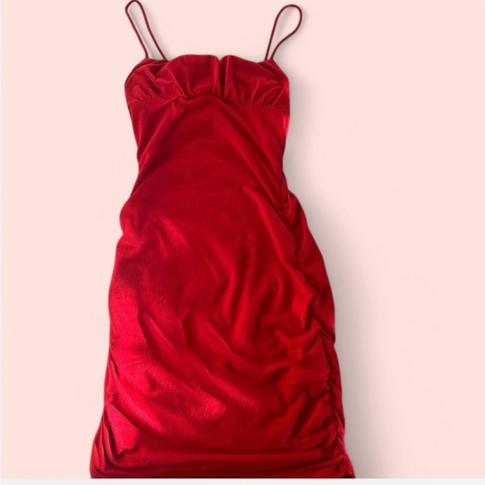 Elegant Red Mini Spaghetti Strap Dress